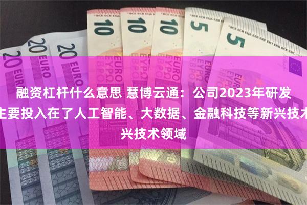 融资杠杆什么意思 慧博云通：公司2023年研发费用主要投入在了人工智能、大数据、金融科技等新兴技术领域